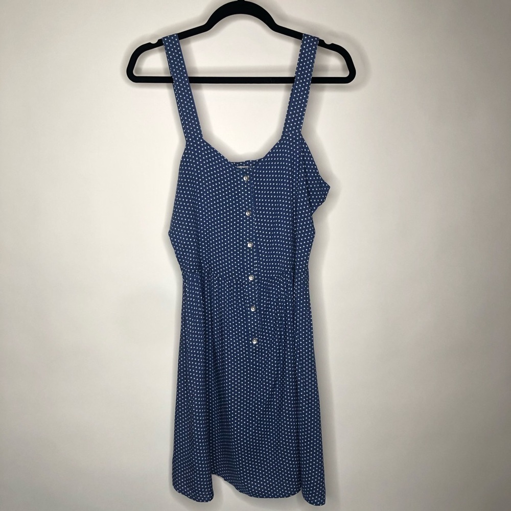 Wild Blue X Sadie Robertson Blue White Polka Dot Button Front Tank Summery Dress